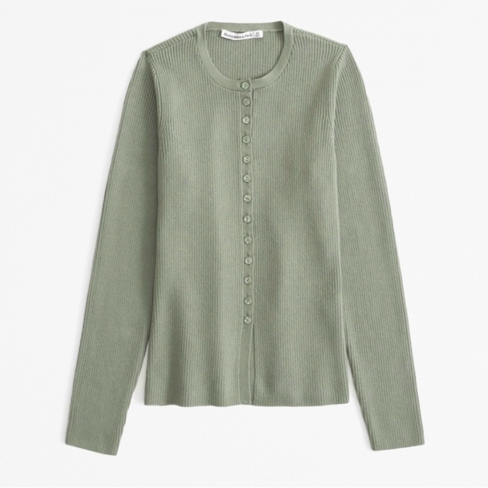 Abercrombie and Fitch Green Slim Ribbed Cardigan, Small, NWT